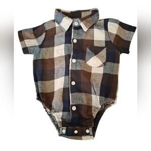 Plaid Baby Onesie with Button-Up Design